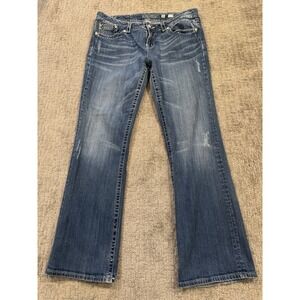 Miss Me Jeans  Size 36/33 Easy Boot Blue Denim Embellished Pockets (q1)